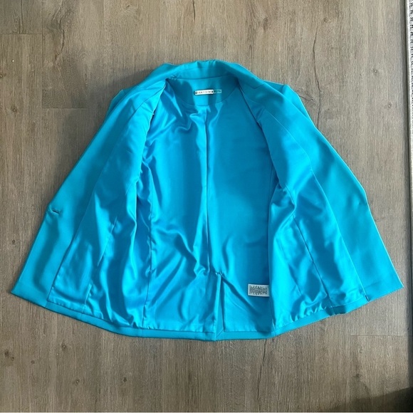 Alice + Olivia Shan Solid Oversized Satin Blazer - Ocean Blue - Size 4 - Picture 5 of 15
